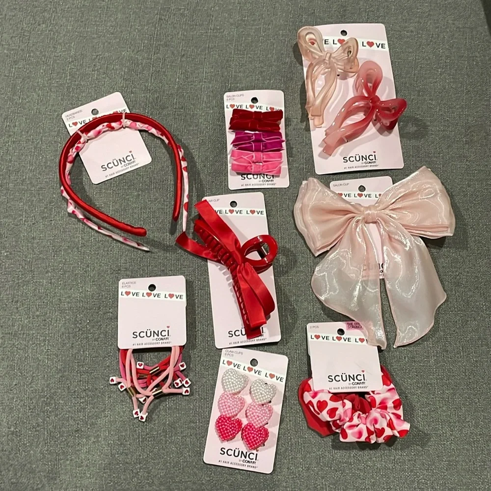 Scünci Valentines Day Hair Accessories perfect for a basket total of 8